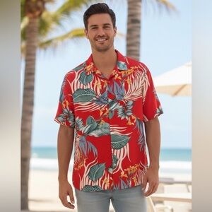 Take 50% OFF- Men’s Floral Hawaii Beach Casual Shirt, Size-XL